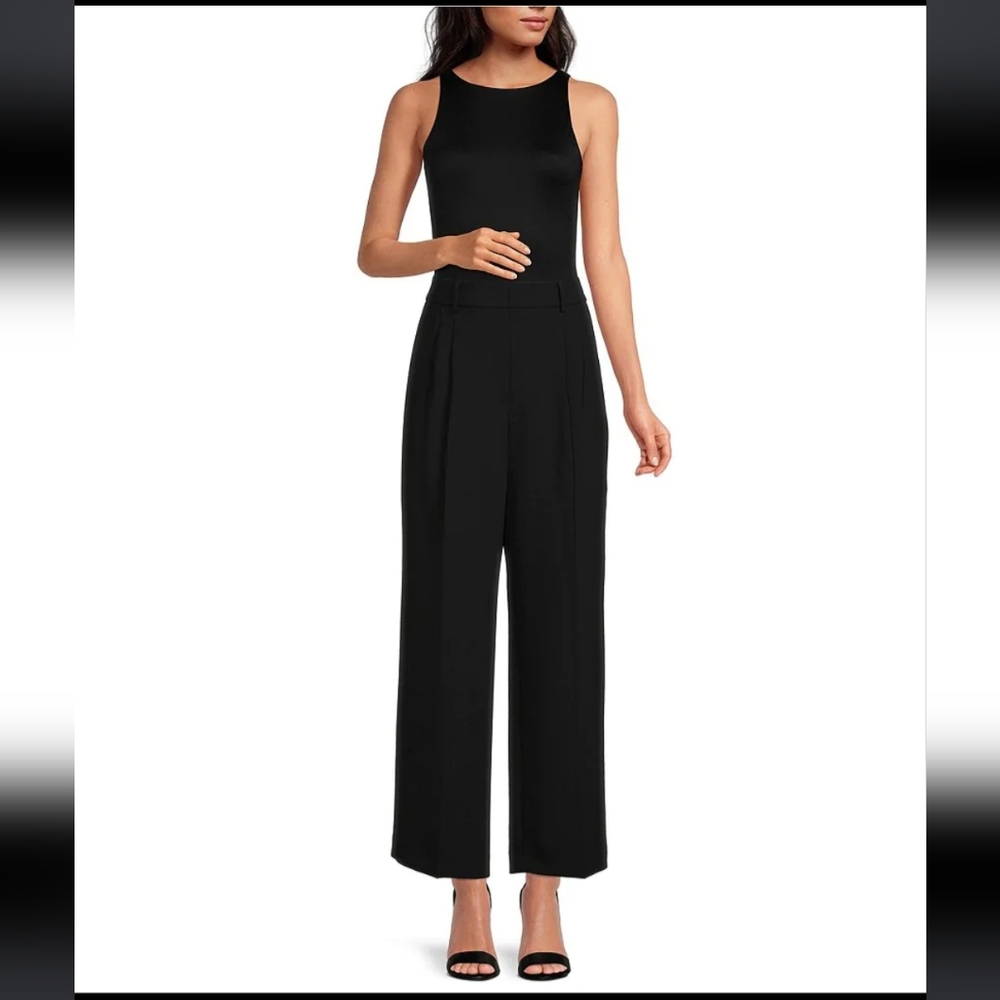 Hartley Crepe Pleated Straight Wide Leg Coordinating Pants